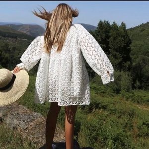 Zara White Textured Dress